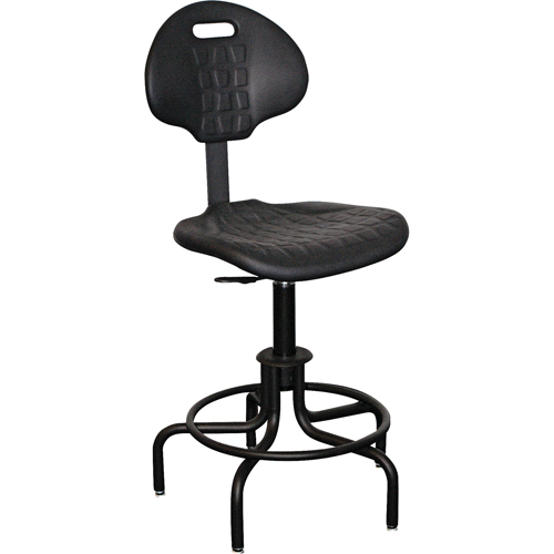 6000 Series Stool with Back, Stationary, Adjustable, 24" - 29", Polyurethane Seat, Black Kelford