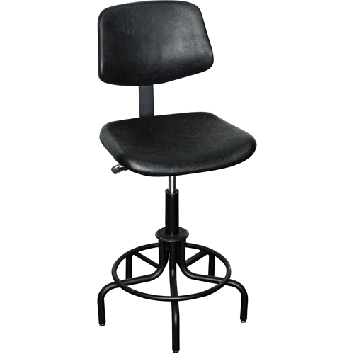 6000 Series Stool with Back, Stationary, Adjustable, 25" - 30", Polyurethane Seat, Black Kelford