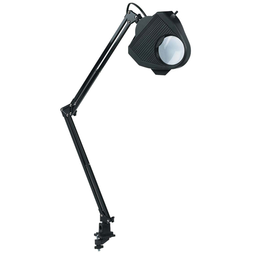 Lampe de travail avec loupe, 60 W, Fluorescent/Incandescente/DEL, Pince, Col 40", Noir Kelford