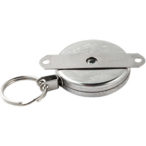 Self Retracting Key Chains, Chrome, 48" Cable, Mounting Bracket Attachment Kelford