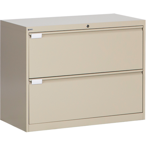 Lateral Filing Cabinet, Steel, 2 Drawers, 36" W x 18" D x 27-7/8" H, Beige Kelford