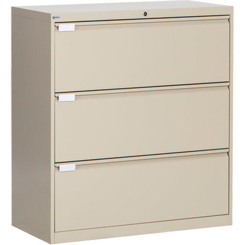 Lateral Filing Cabinet, Steel, 3 Drawers, 36" W x 18" D x 40-1/16" H, Beige Kelford