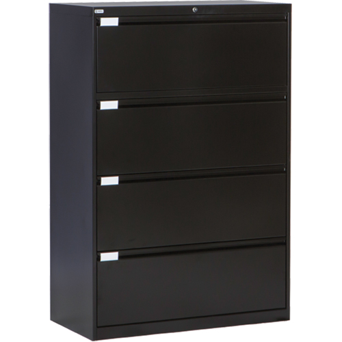 Lateral Filing Cabinet, Steel, 4 Drawers, 36" W x 18" D x 53-3/8" H, Black Kelford