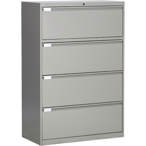 Lateral Filing Cabinet, Steel, 4 Drawers, 36" W x 18" D x 53-3/8" H, Grey Kelford