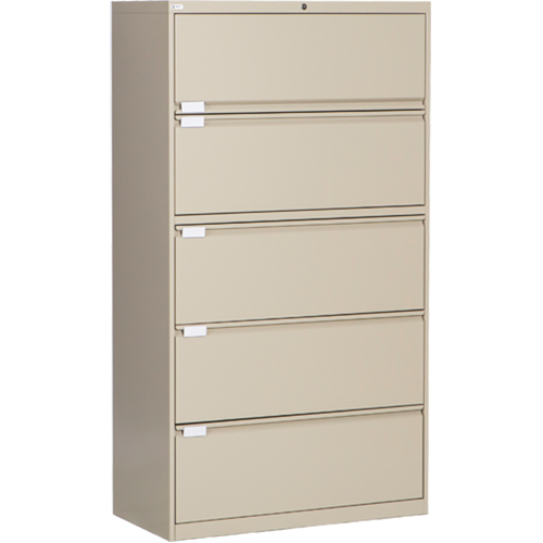 Lateral Filing Cabinet, Steel, 5 Drawers, 36" W x 18" D x 65-1/2" H, Beige Kelford