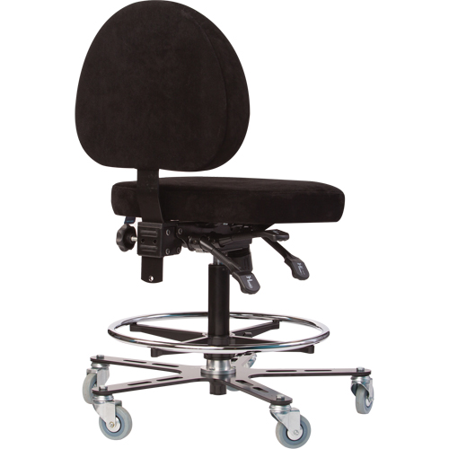 TF180 Welding Grade Ergonomic Stools, Suede, Black, 300 lbs. Capacity Kelford