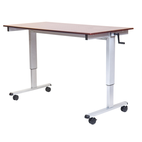 Adjustable Stand-Up Workstations, Stand-Alone Desk, 48-1/2" H x 48" W x 32-1/2" D, Walnut Kelford