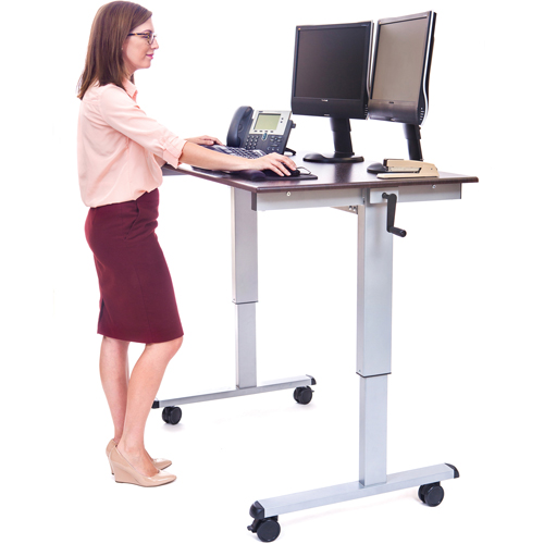 Adjustable Stand-Up Workstations, Stand-Alone Desk, 48-1/2" H x 48" W x 32-1/2" D, Walnut Kelford