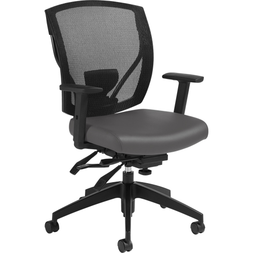 Multi-Tilter Arm Chairs, Vinyl, Charcoal, 300 lbs. Capacity Kelford