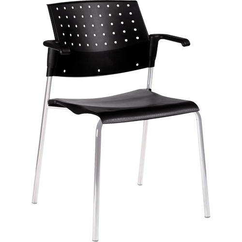 Chaises empilables, Plastique, Hauteur 33", Capacit&eacute; 300 lb, Noir Kelford