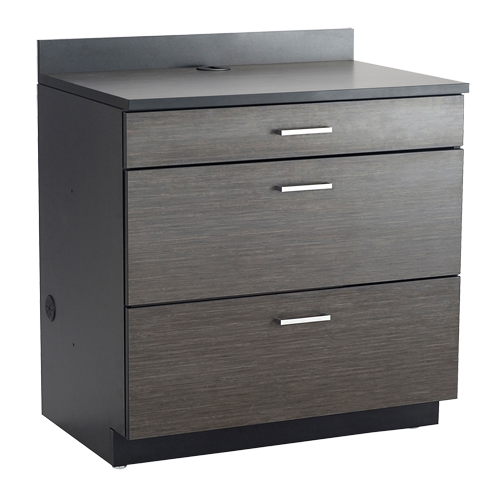 Armoire modulaire de base, 3 tiroirs, 36" la x 25" p x 39" h, Nuit d'Asie/noir Kelford