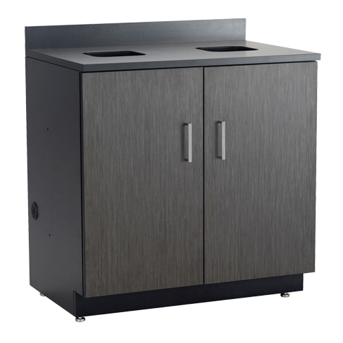 Modular Base Cabinet, Melamine, 39" H x 36" W x 25" D, Asian Night/Black Kelford