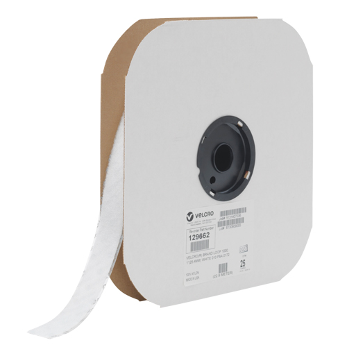 Ruban d'attaches, Boucle, 25 vg x 3/4", Cousu, Blanc Kelford