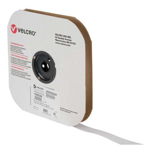 Ruban d'attaches, Crochet, 25 vg x 1", Cousu, Blanc Kelford