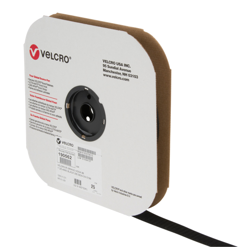 Ruban d'attaches, Crochet, 25 vg x 1", Cousu, Noir Kelford