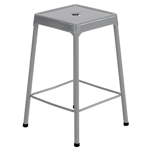 Tabouret en acier pour comptoir Safco, Stationnaire, Fixe, 25", Acier Si&egrave;ge, Gris Kelford