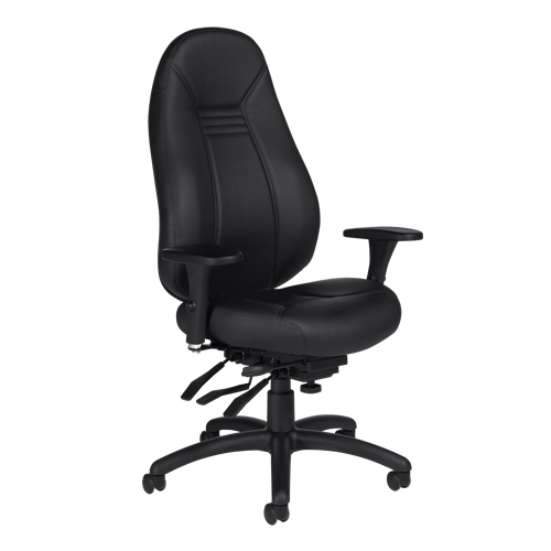 High Back Comfort Chair, Leather, Black, 300 lbs. Capacity Kelford