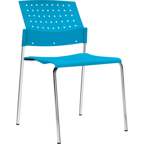 Chaises sans accoudoirs empilables, Plastique, Hauteur 33", Capacit&eacute; 300 lb, Bleu Kelford