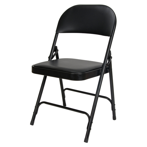 Chaise pliante rembourr&eacute;e en vinyle, Acier, Noir, Capacit&eacute; 300 lb Kelford