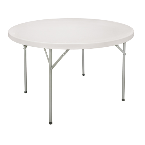 Folding Table, Round, 48" L x 48" W, Polyethylene, White Kelford