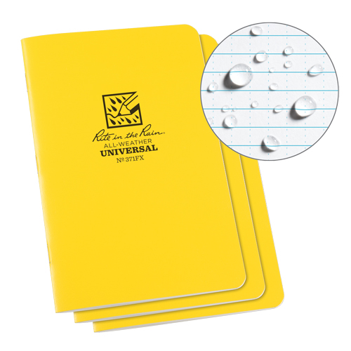 All-Weather Notebook, Soft Cover, Yellow, 48 Pages, 4-5/8" W x 7" L Kelford