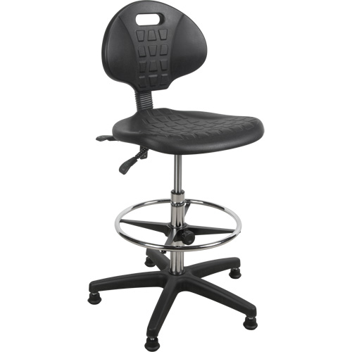 Tabouret robuste et ergonomique, Stationnaire, Ajustable, 39” - 48”, Polyur&eacute;thane Si&egrave;ge, Noir Kelford