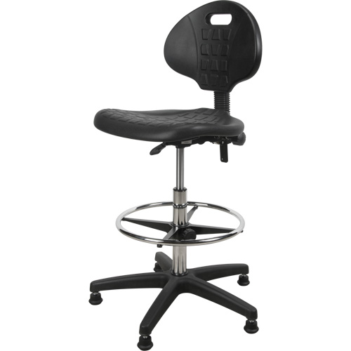 Tabouret robuste et ergonomique, Stationnaire, Ajustable, 39” - 48”, Polyur&eacute;thane Si&egrave;ge, Noir Kelford