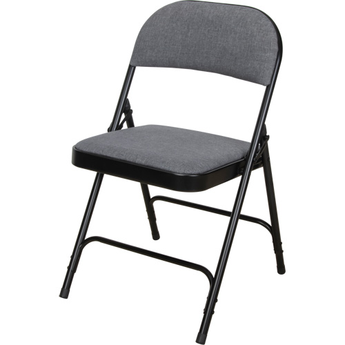 Chaise pliante de luxe en tissu rembourr&eacute;e, Acier, Gris, Capacit&eacute; 300 lb Kelford
