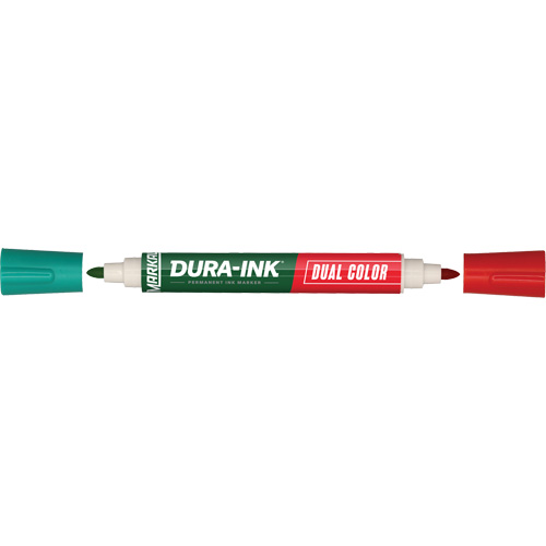 Marqueur &agrave; encre permanente et double couleur Markal Dura-Ink, Ronde, Vert/Rouge Kelford
