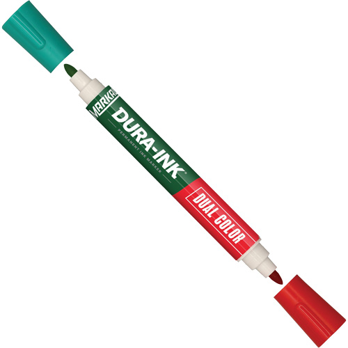 Markal&reg; Dura-Ink&reg; Dual Colour Permanent Ink Marker, Green/Red, Bullet Tip Kelford