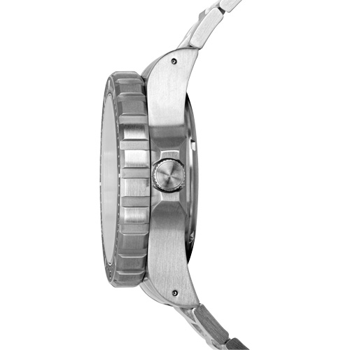 Tr&egrave;s grande montre automatique avec jour/date avec bracelet en acier inoxydable, Num&eacute;rique, &agrave; piles, 46 mm, Argent Kelford