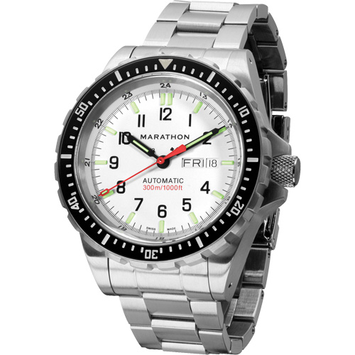 Tr&egrave;s grande montre automatique &eacute;dition arctique avec jour/date avec bracelet en acier inoxydable, Num&eacute;rique, &agrave; piles, 46 mm, Argent Kelford