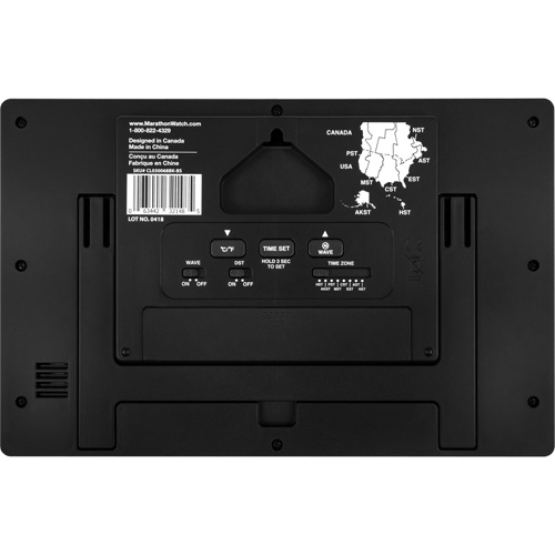 Horloge murale &agrave; r&eacute;glage et ajustement automatiques avec support, Num&eacute;rique, &agrave; piles, Noir Kelford