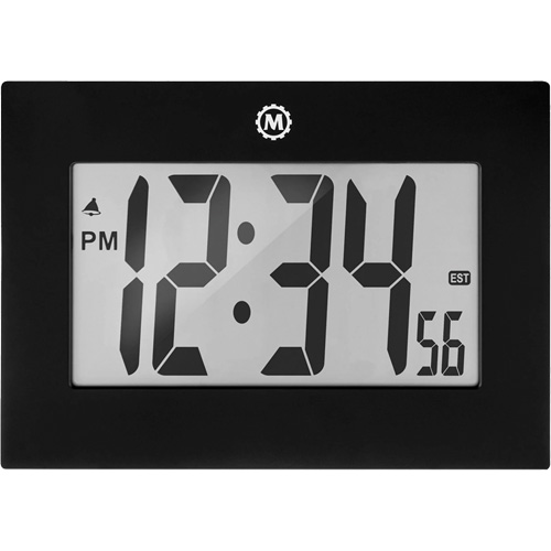 Large Frame Clock, Digital, Battery Operated, 9" W x 1" D x 6.5" H, Black Kelford