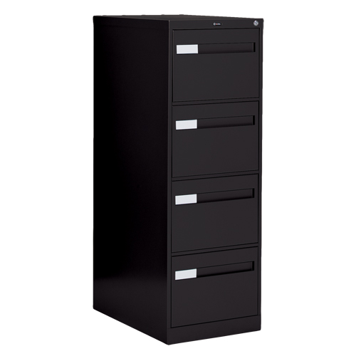 Vertical Filing Cabinet with Recessed Drawer Handles, 4 Drawers, 18.15" W x 26.56" D x 52" H, Black Kelford