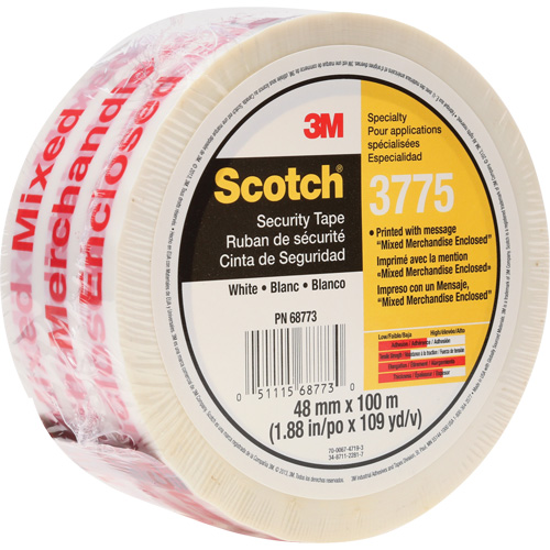 Scotch&reg; 3775 Box Sealing Tape with Message, Hot Melt Adhesive, 2 mils, 48 mm (1-22/25") x 100 m (328') Kelford