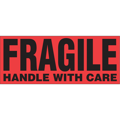 &eacute;tiquettes pour traitement sp&eacute;cial Fragile Handle with Care, 5" lo x 2" la, Noir/rouge Kelford