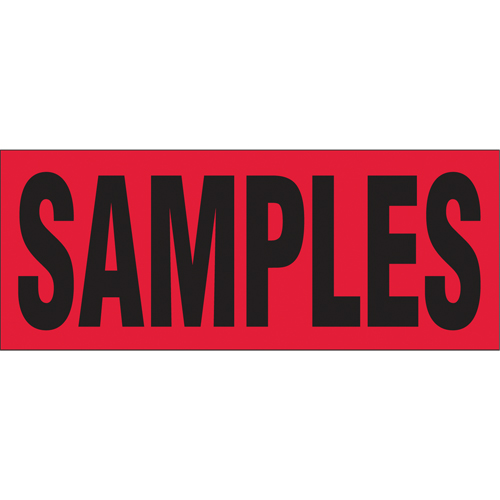 "Samples" Special Handling Labels, 5" L x 2" W, Black on Red Kelford