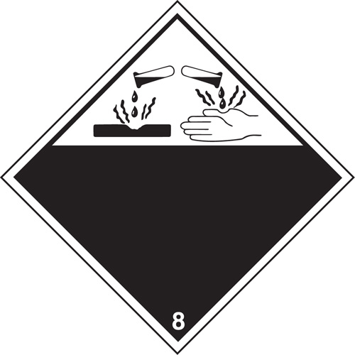 TDG Shipping Labels, Class 8, Corrosives, Vinyl Kelford