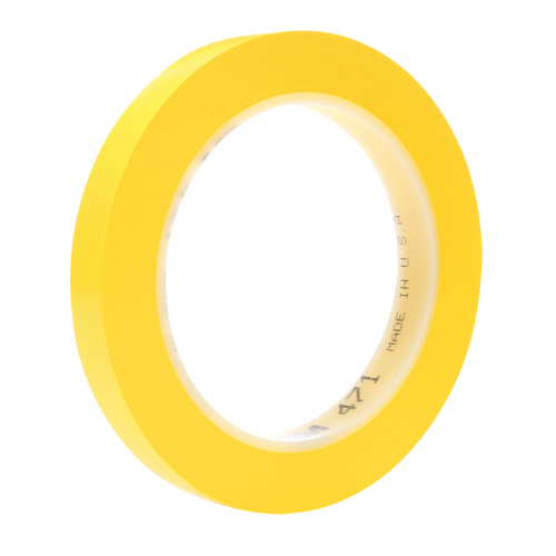 471 Vinyl Tape, 12 mm (1/2") W x 32.9 m (108') L, 5.3 mils, Yellow Kelford