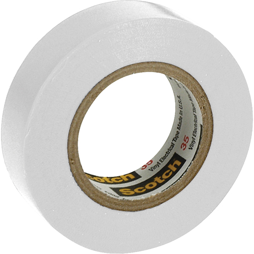Rubans en vinyle pour codage en couleurs 35 Scotch, 12,7 mm (1/2") x 6,1 m (20'), Blanc, 7 mils Kelford