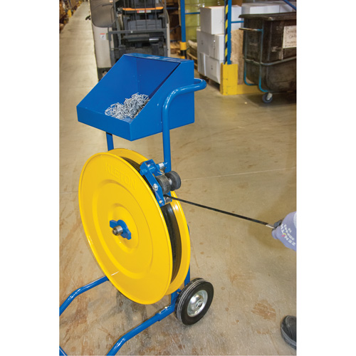 Strapping Dispenser, Polyester/Steel/Polypropylene Straps, 16"/8" Core Dia., 3"/8"/6" Roll Width Kelford