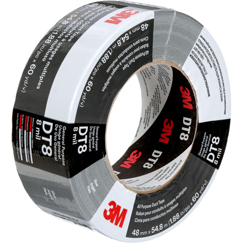 DT8 All-Purpose Duct Tape, 8 mils, Silver, 48 mm (2") x 55 m (180') Kelford