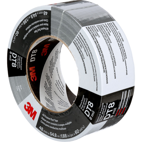 DT8 All-Purpose Duct Tape, 8 mils, Silver, 48 mm (2") x 55 m (180') Kelford
