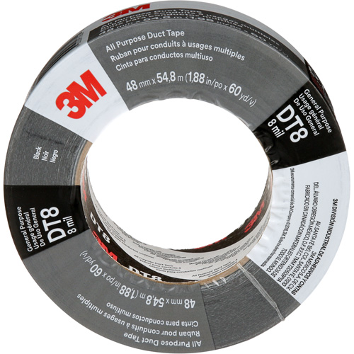 Ruban adh&eacute;sif tout usage DT8, 8 mils, Noir, 48 mm (2") x 55 m (180') Kelford