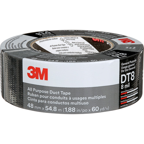 Ruban adh&eacute;sif tout usage DT8, 8 mils, Noir, 48 mm (2") x 55 m (180') Kelford