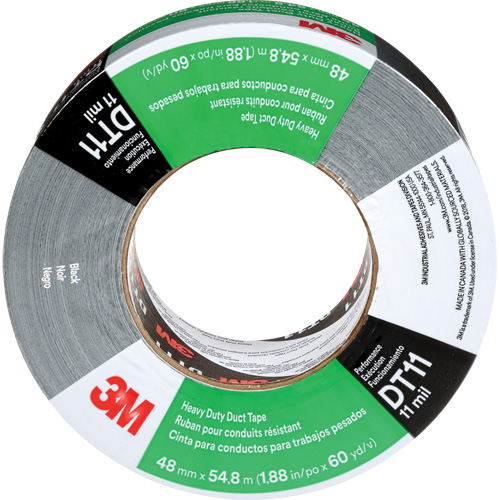 DT11 Heavy-Duty Duct Tape, 11 mils, Black, 48 mm (2") x 55 m (180') Kelford
