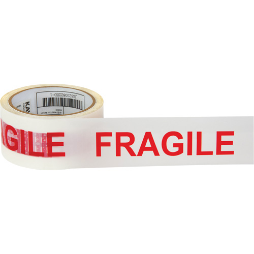 "Fragile" Box Sealing Tape, Hot Melt Adhesive, 2 mils, 48 mm (2") x 100 m (328') Kelford