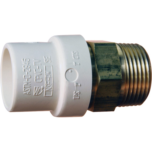 Threaded Pipe Adapter, Hub x MPT, 1-1/4" Dia., Brass/CPVC Kelford