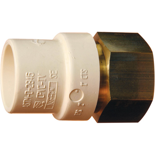Adaptateur de tuyau filet&eacute;, Noeud x FPT, 1-1/4" dia., Laiton/PVC-C Kelford